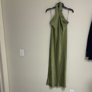 Petal & Pup Olive Green Halter Maxi Dress